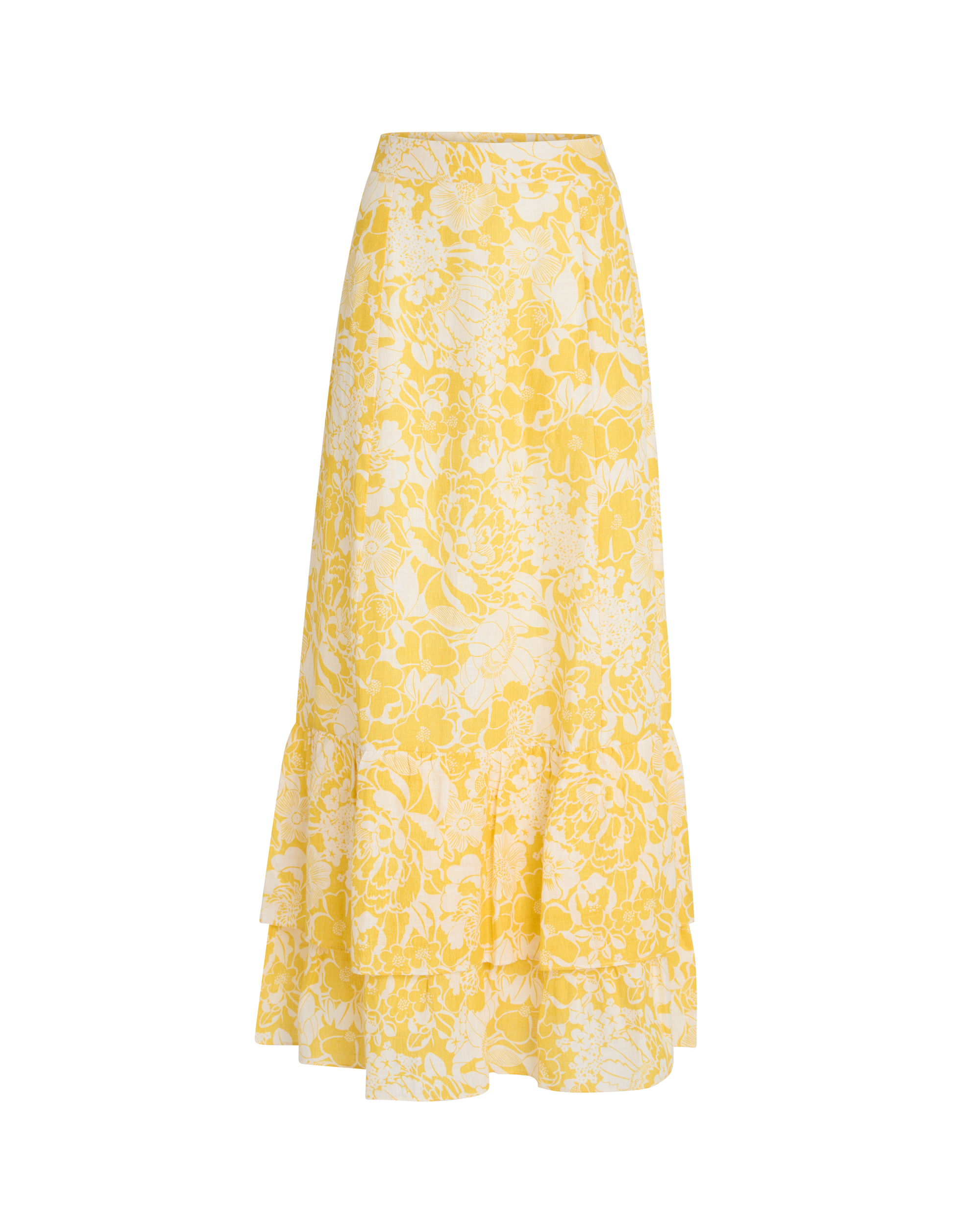 Long skirt in linen - Yellow