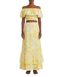 Long skirt in linen - Yellow