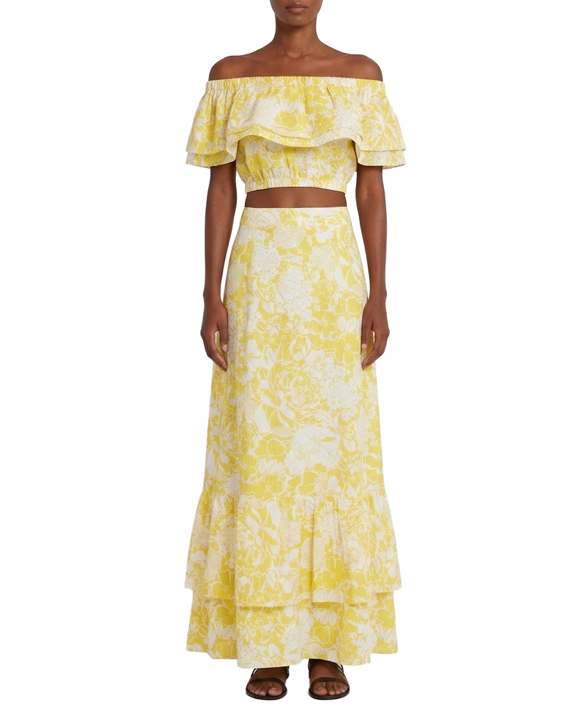 Linen bardot top - Yellow