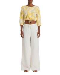 Blouse courte en lin - Yellow