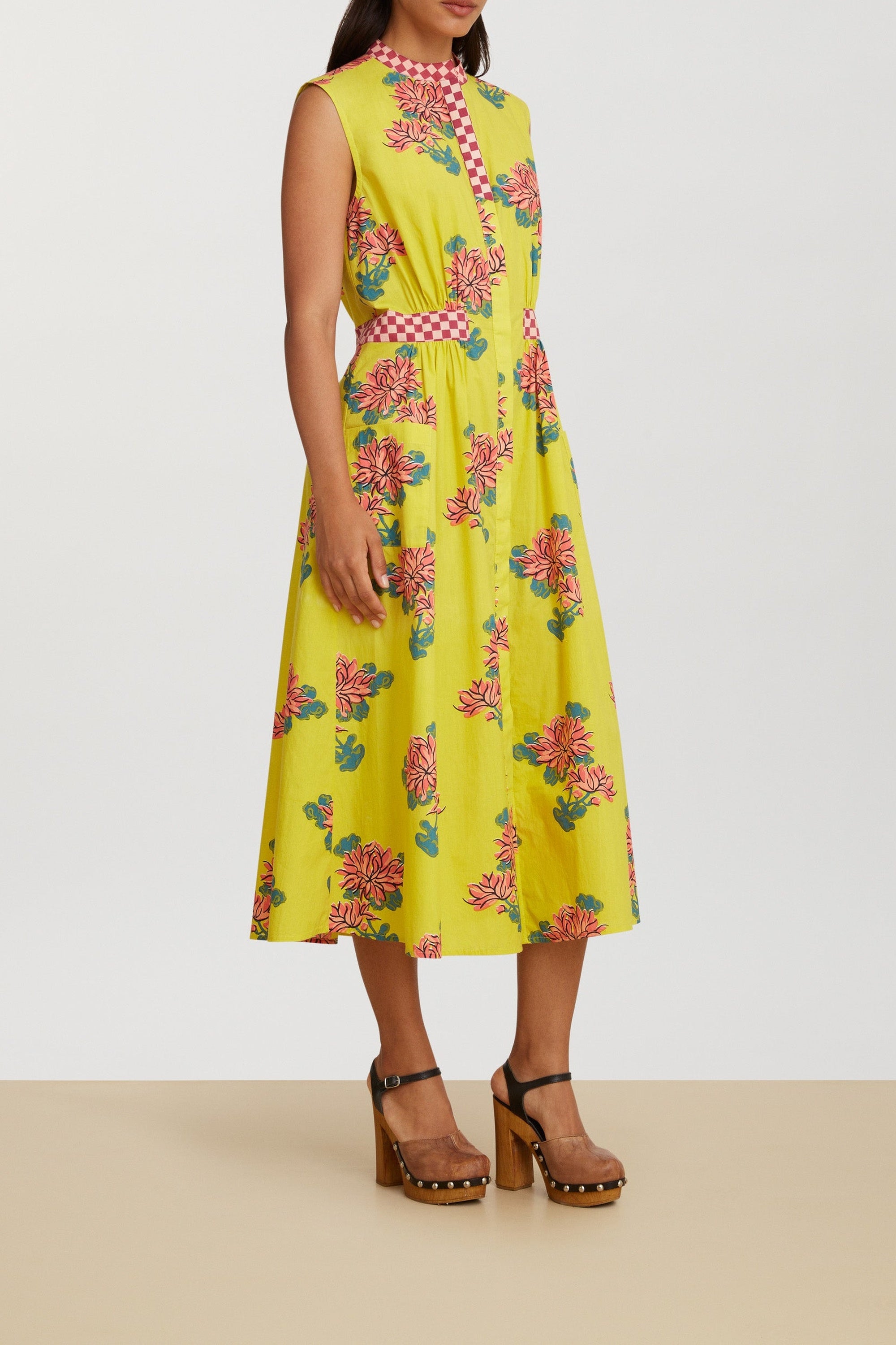 Blumen long cotton dress - Neutral