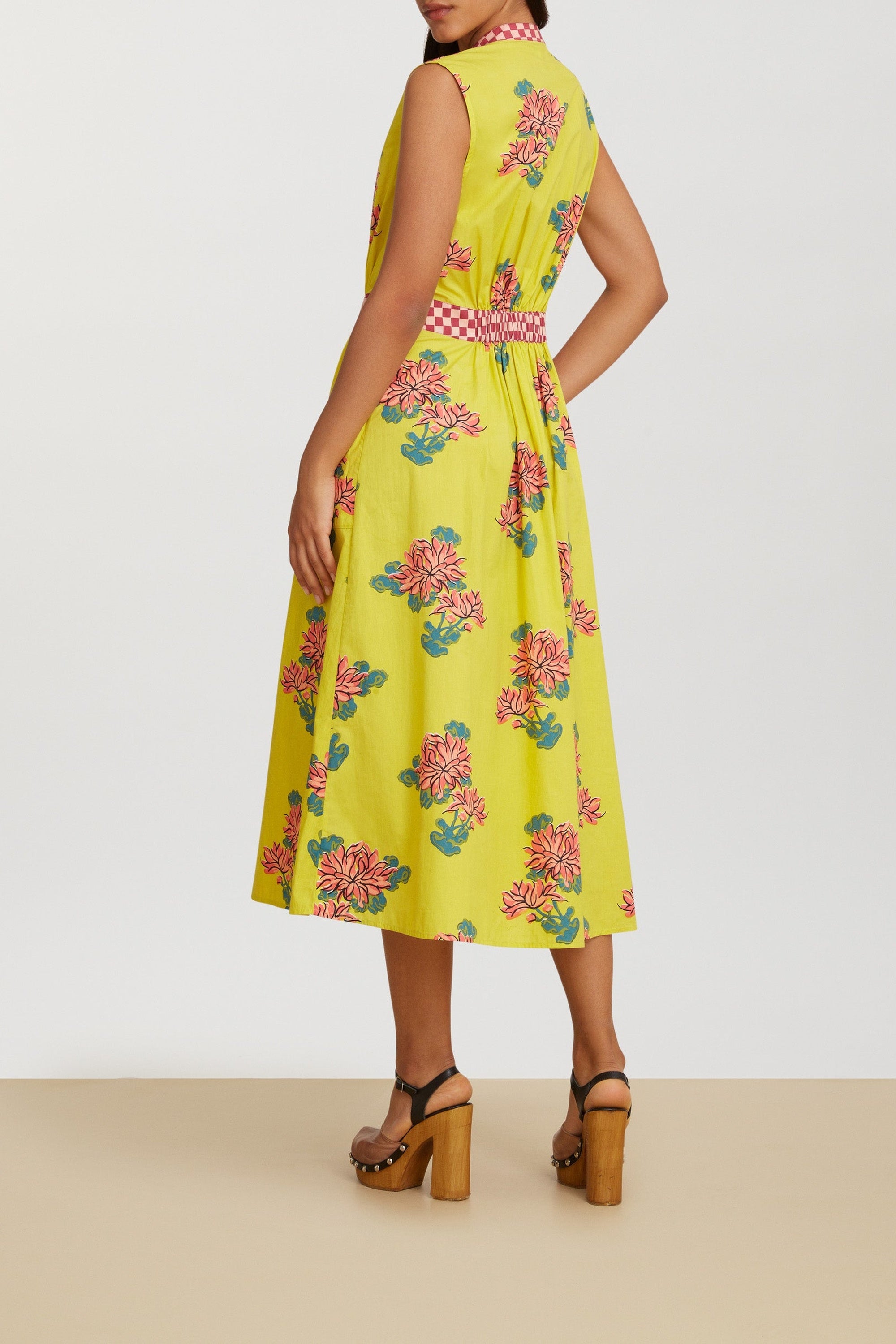 Blumen long cotton dress - Neutral