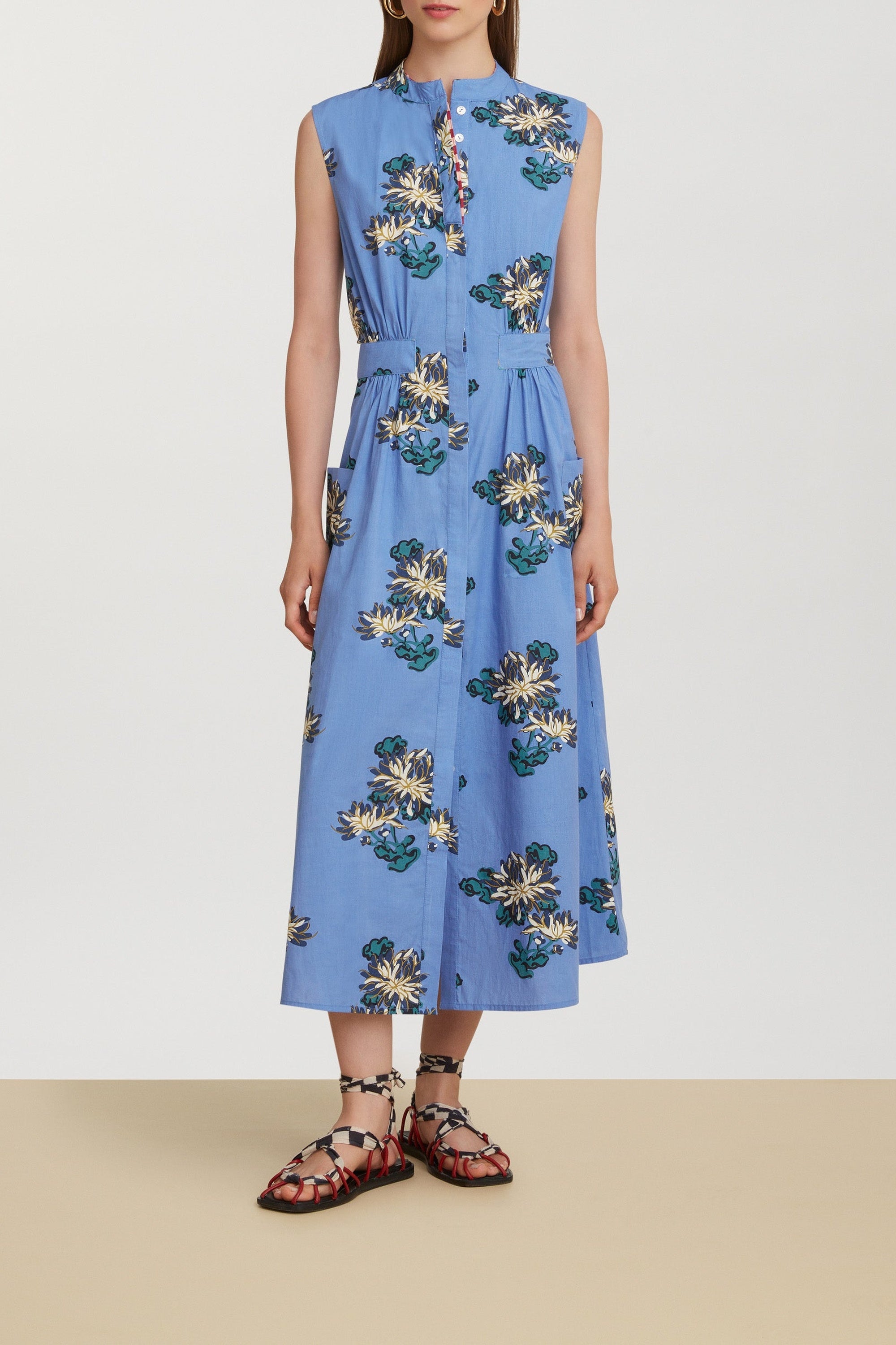 Blumen long cotton dress - Neutral