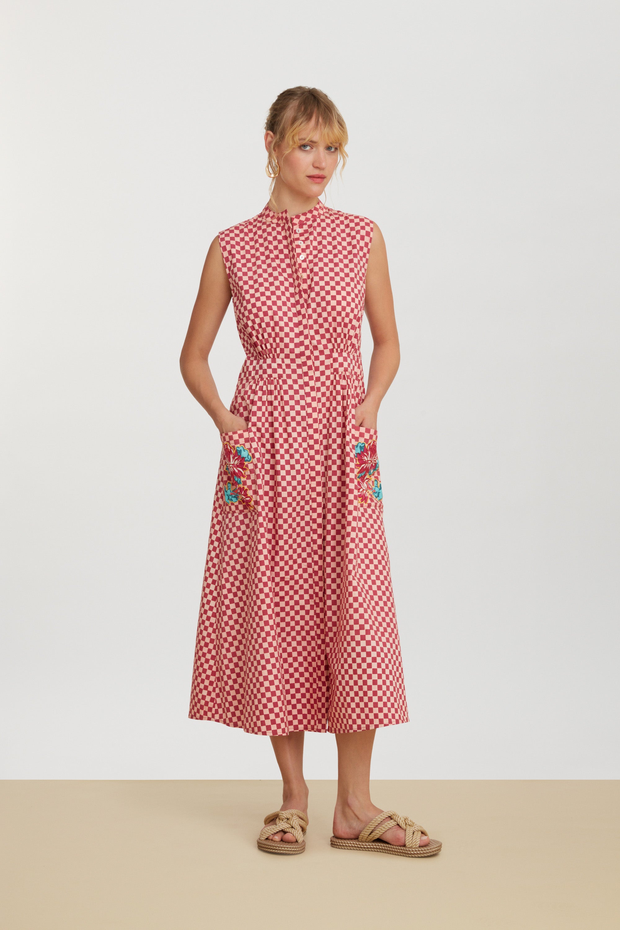 RECO PRIX : 165 // Blumen Dress Saheli Checks Peach