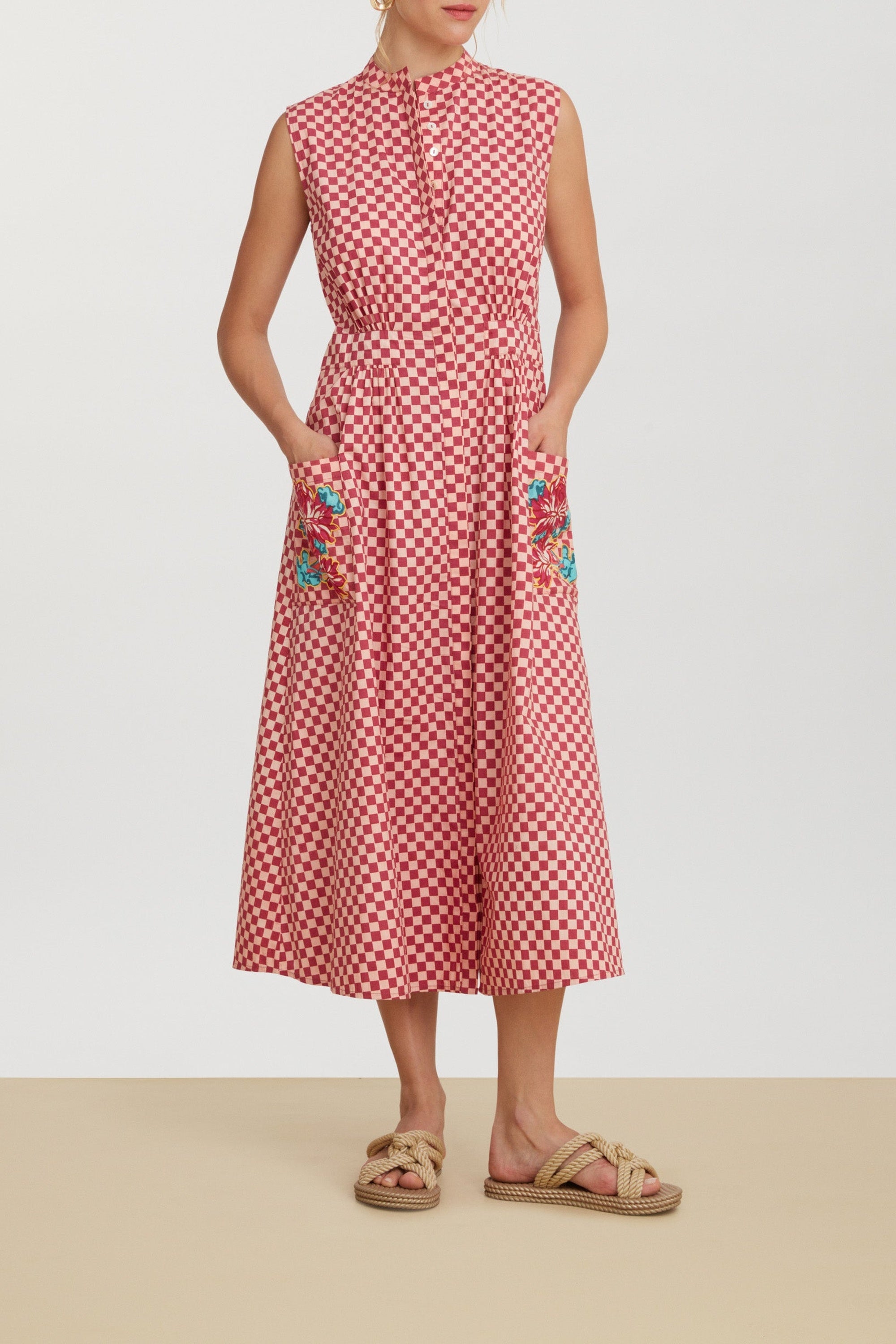 Blumen long cotton dress - Neutral