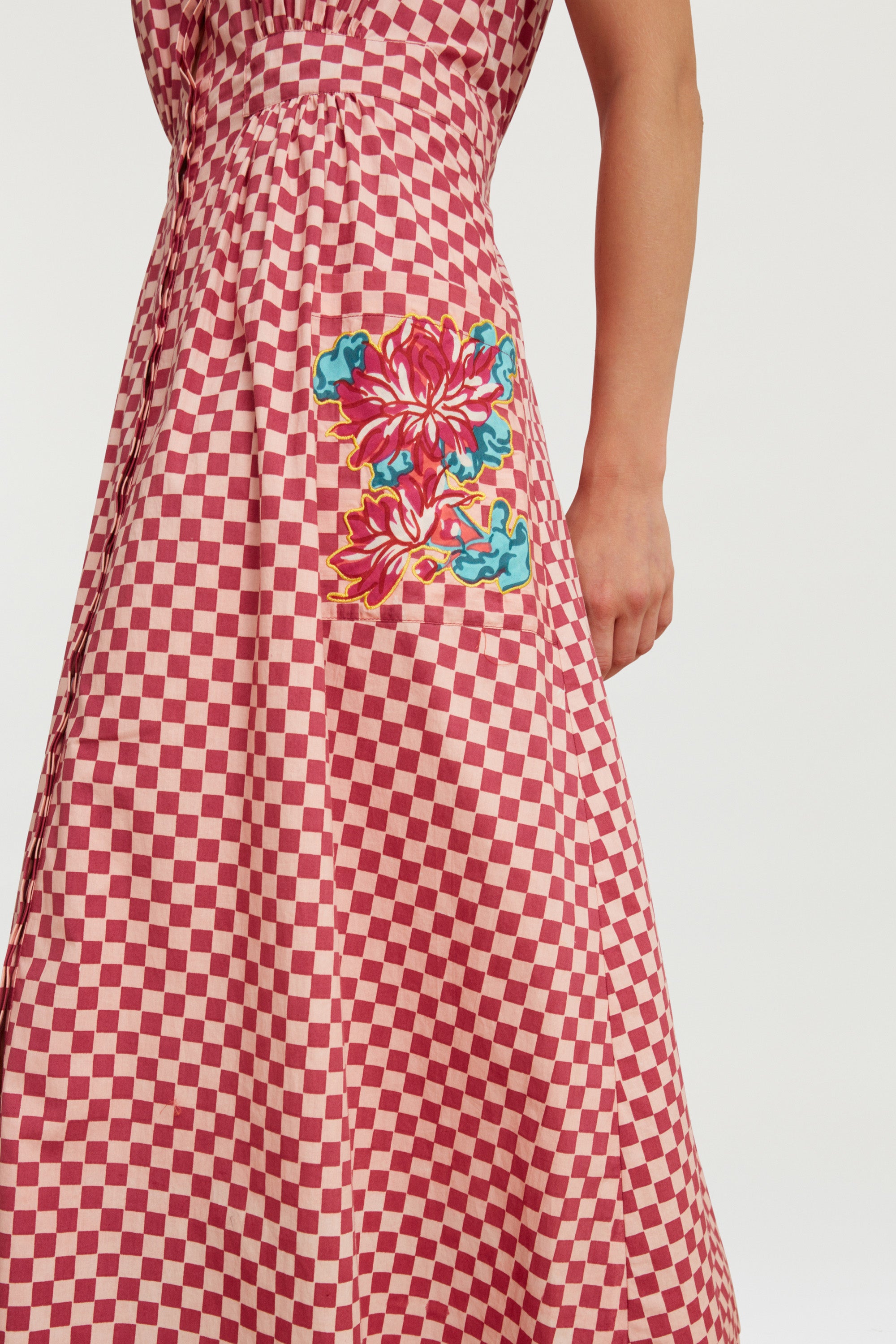 RECO PRIX : 165 // Blumen Dress Saheli Checks Peach