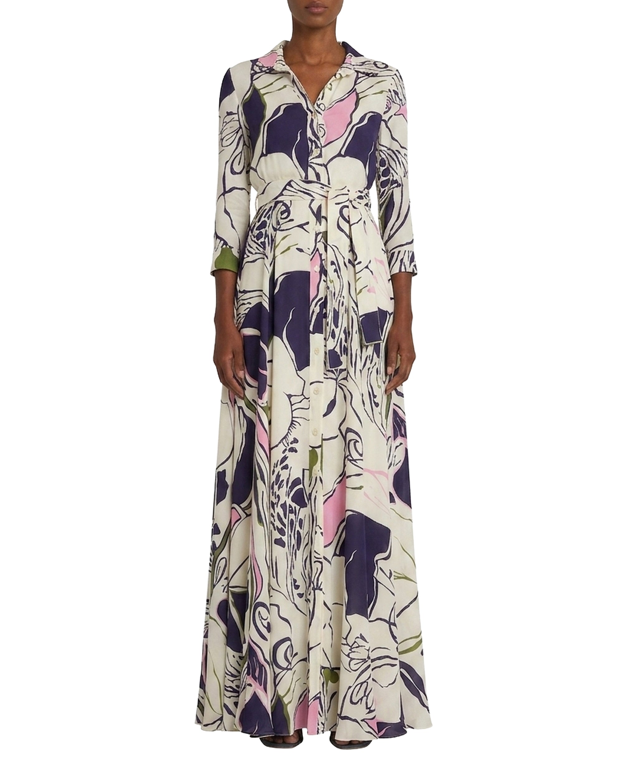 Robe longue Ida en soie - Blue