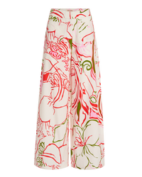 Adele wide-leg print trousers - Red