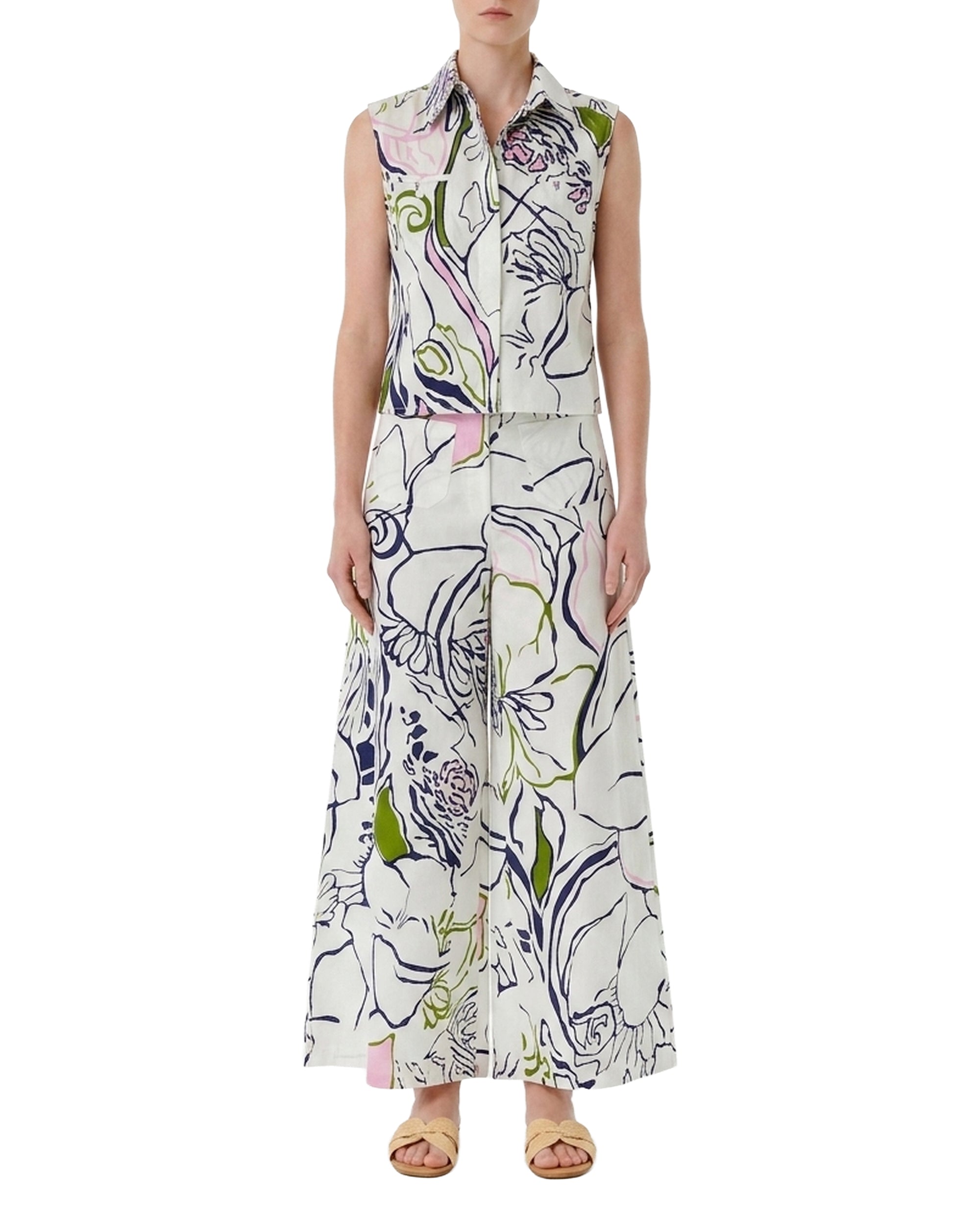 Adele wide-leg print trousers - Blue