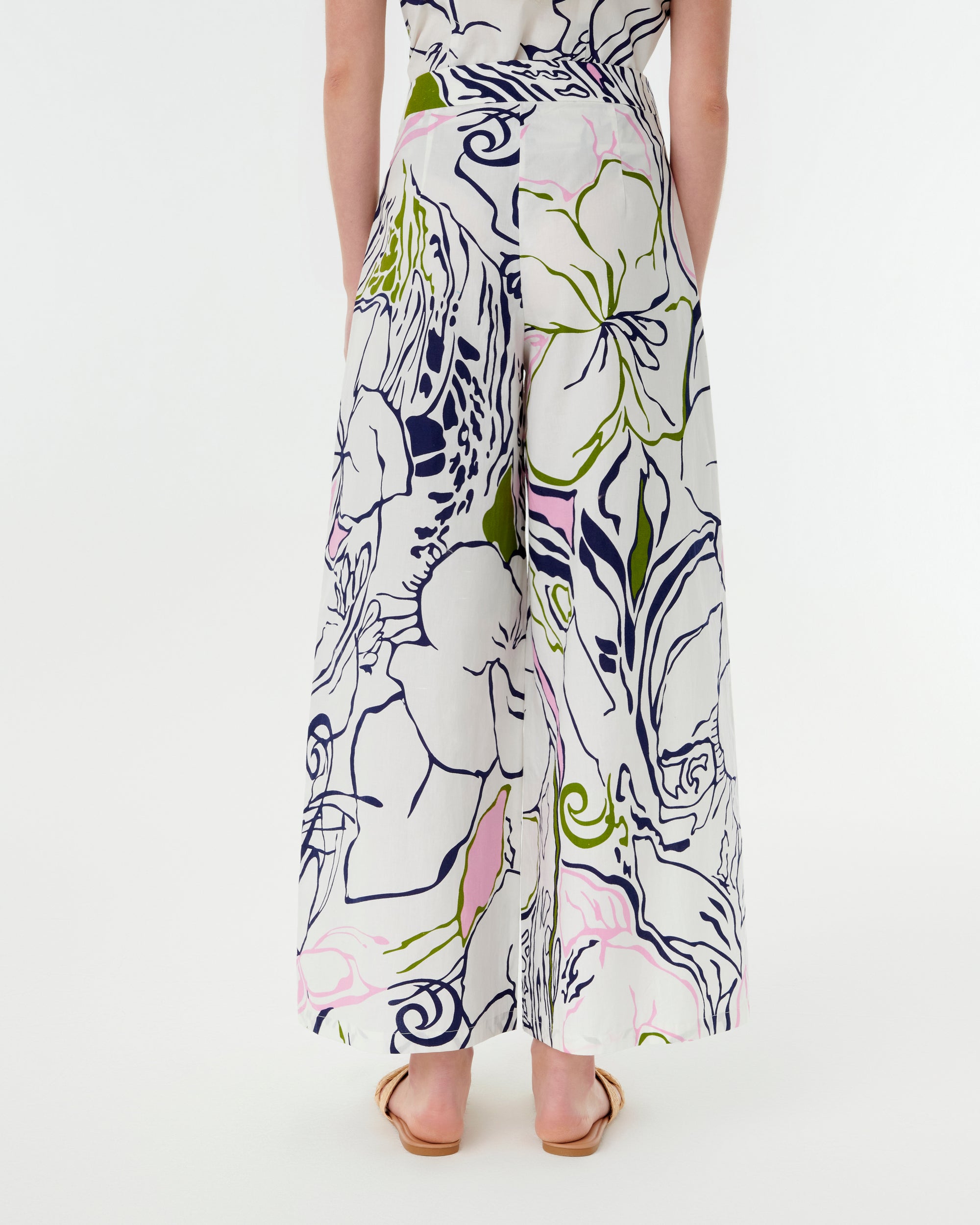 Adele wide-leg print trousers - Blue