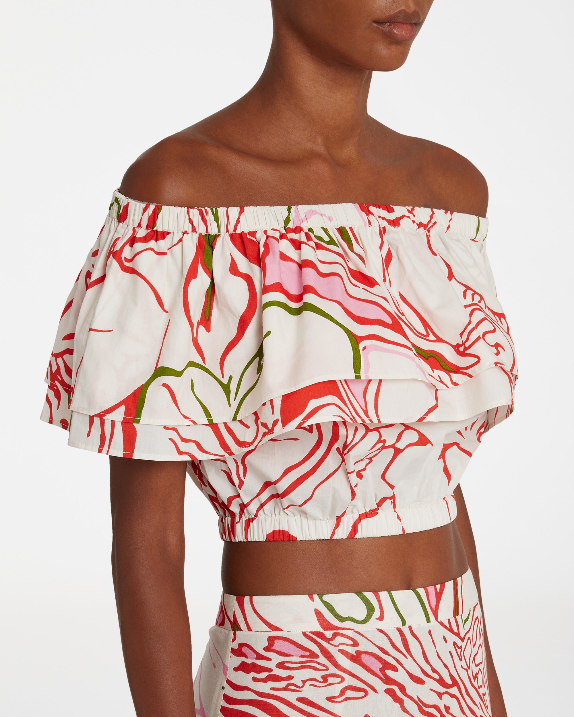 Aulia blouse with bardot neckline - Red