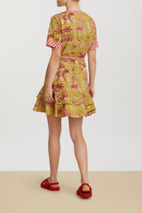 Cherry short cotton dress - Neutral