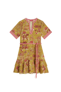 Cherry short cotton dress - Neutral