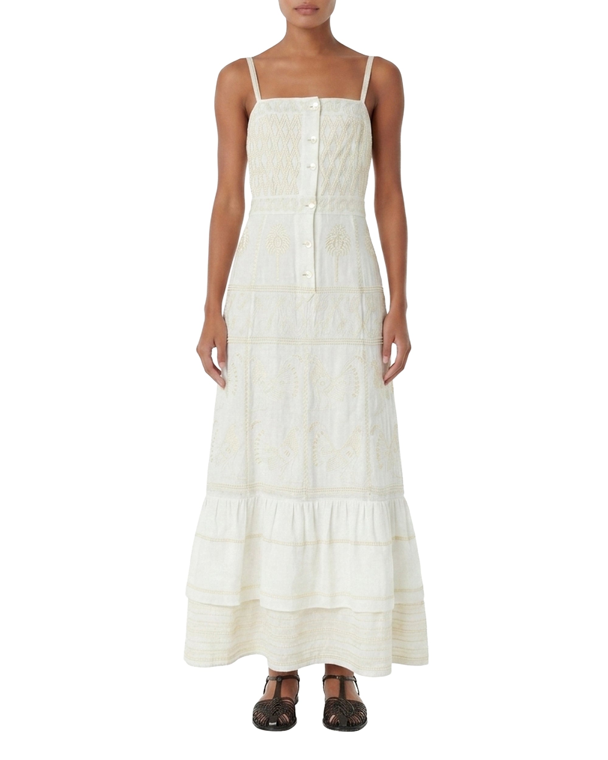 Robe longue Indah en lin - Ivory