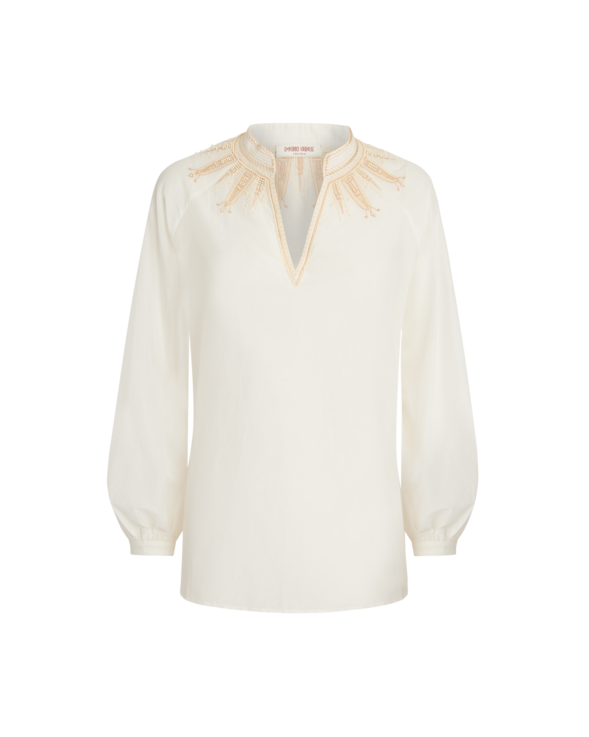 Blouse - Ivory & Tan
