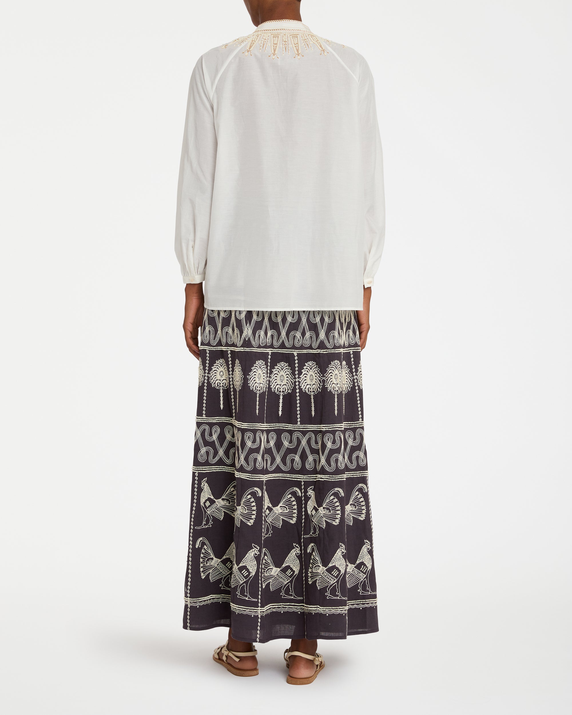 Blouse - Ivory & Tan