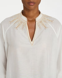 Blouse - Ivory & Tan