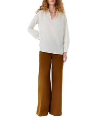 Blouse - Ivory & Tan
