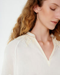 Blouse - Ivory & Tan