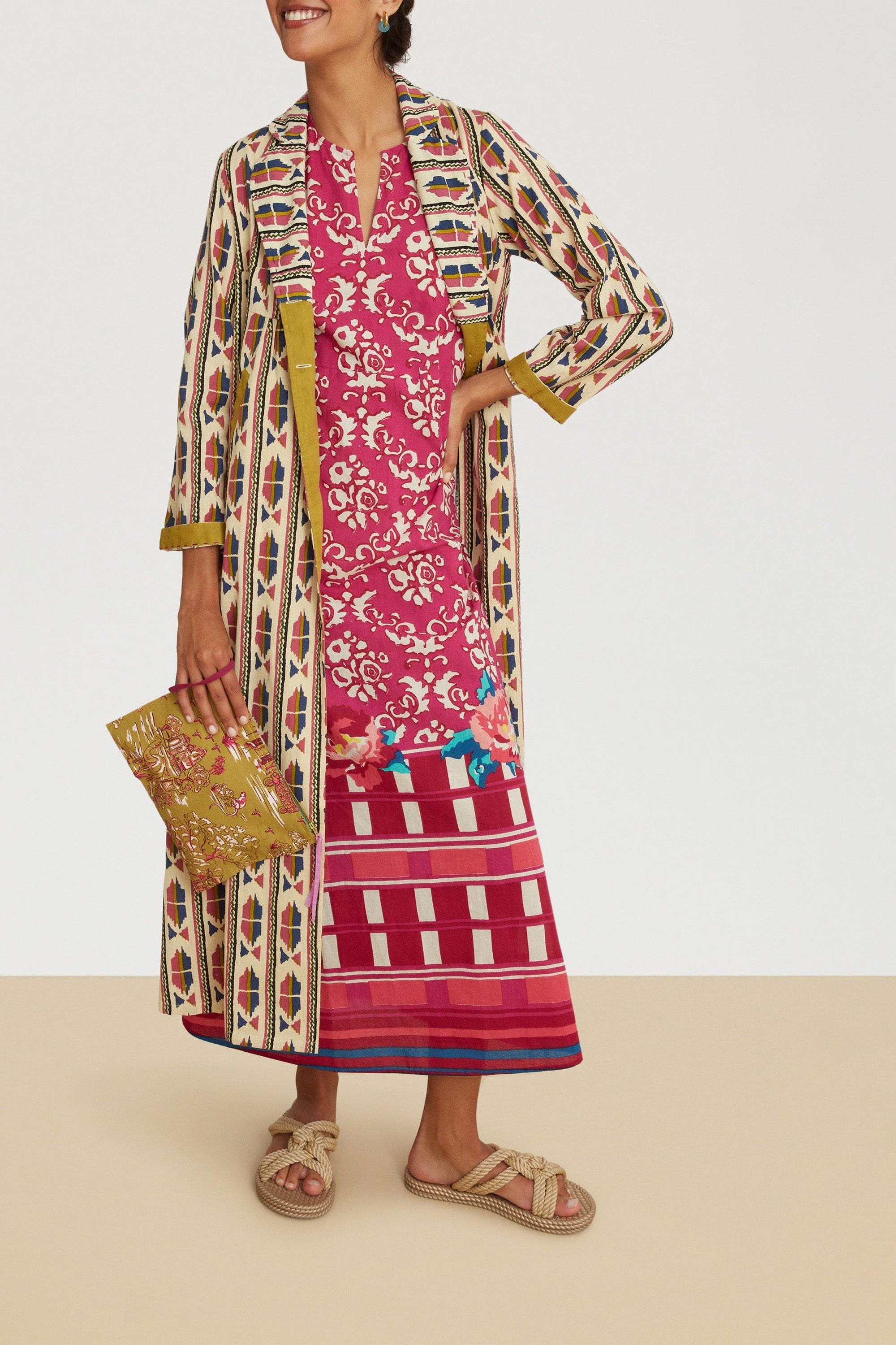 Guava cotton kaftan - Red