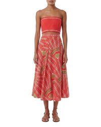 Linen midi skirt - Red