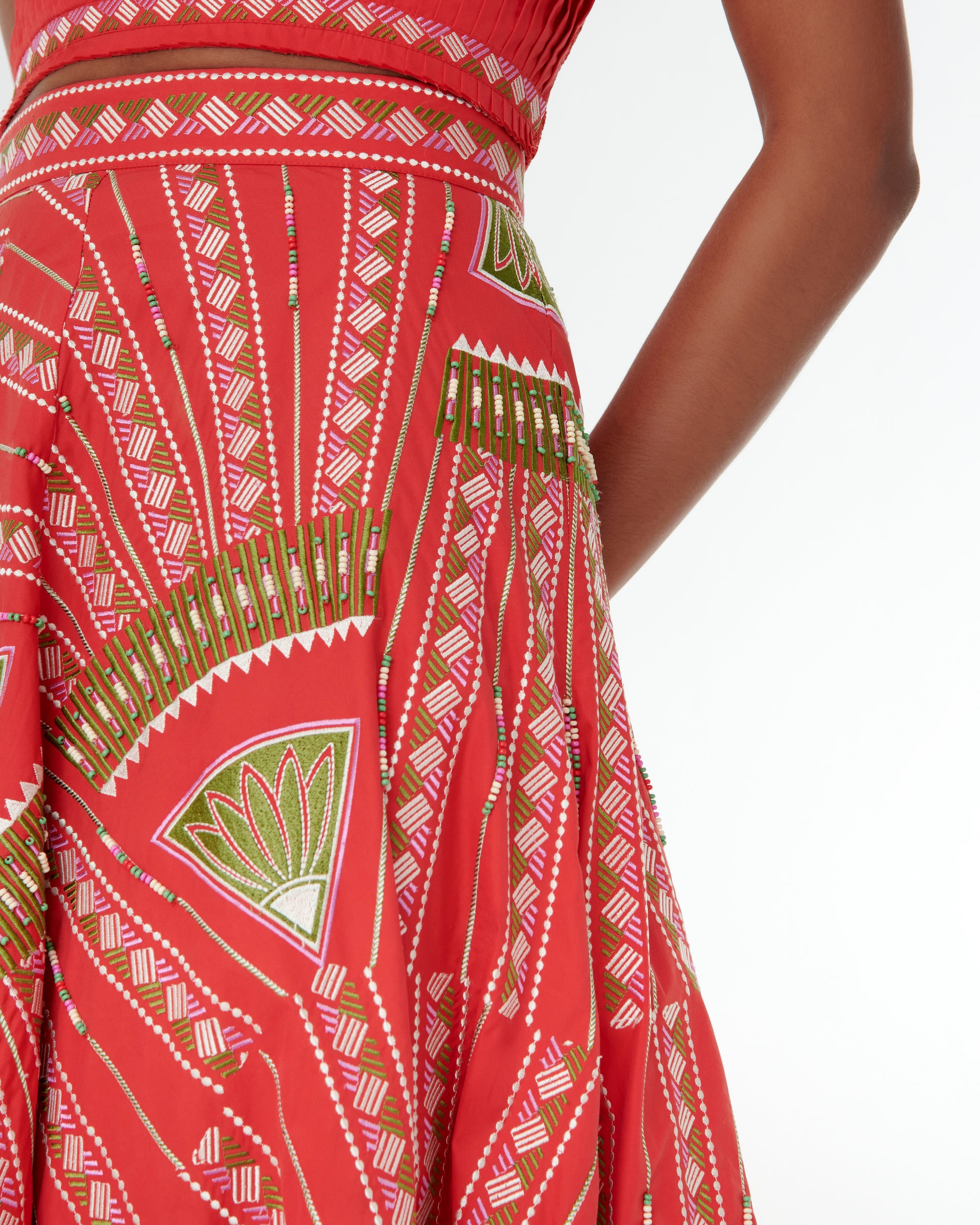Linen midi skirt - Red