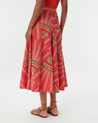 Linen midi skirt - Red