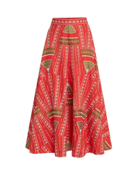 Linen midi skirt - Red