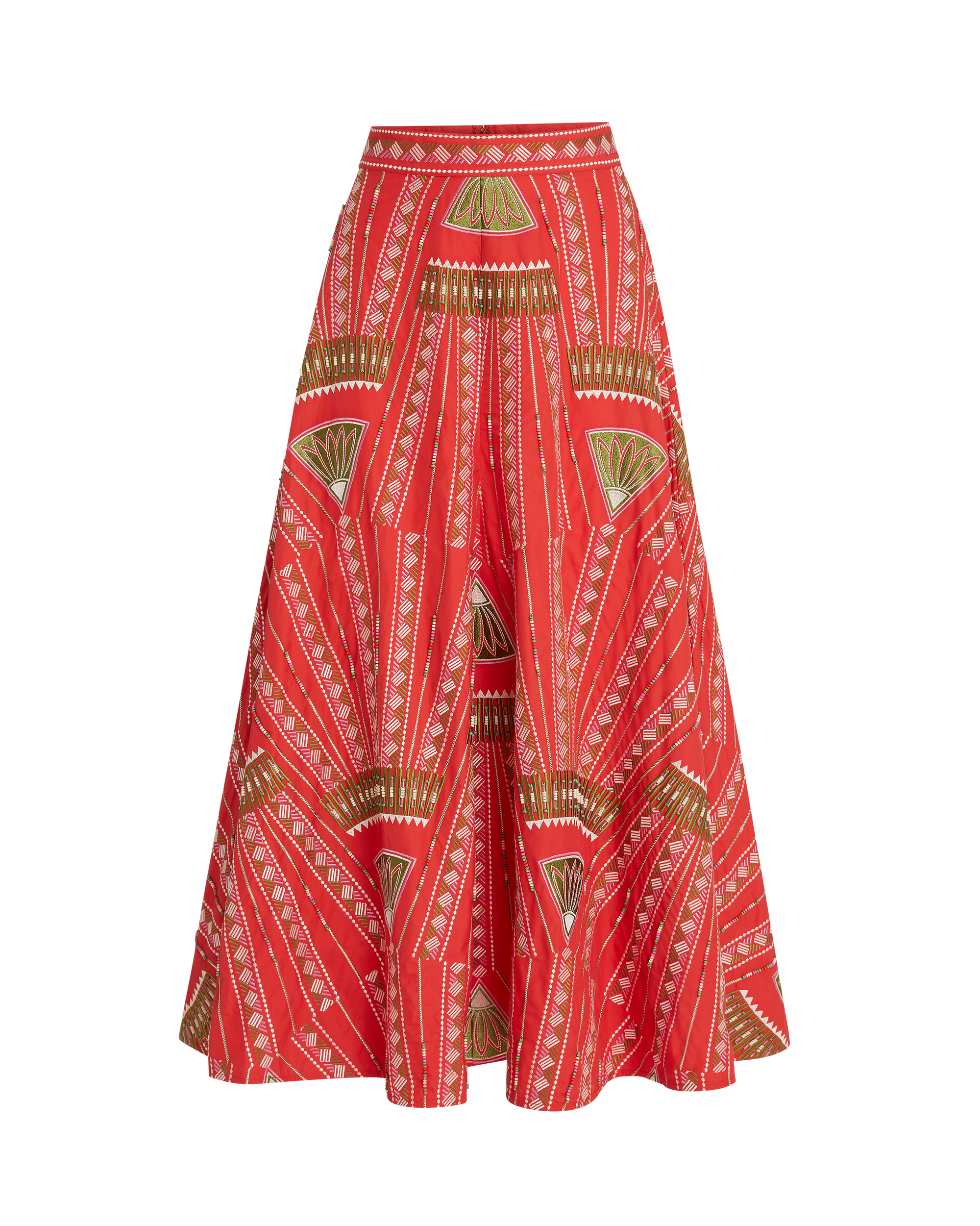 Linen midi skirt - Red