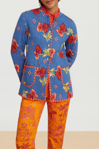 Reversible cotton Jhodpuri jacket - Blue
