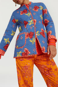 Reversible cotton Jhodpuri jacket - Blue