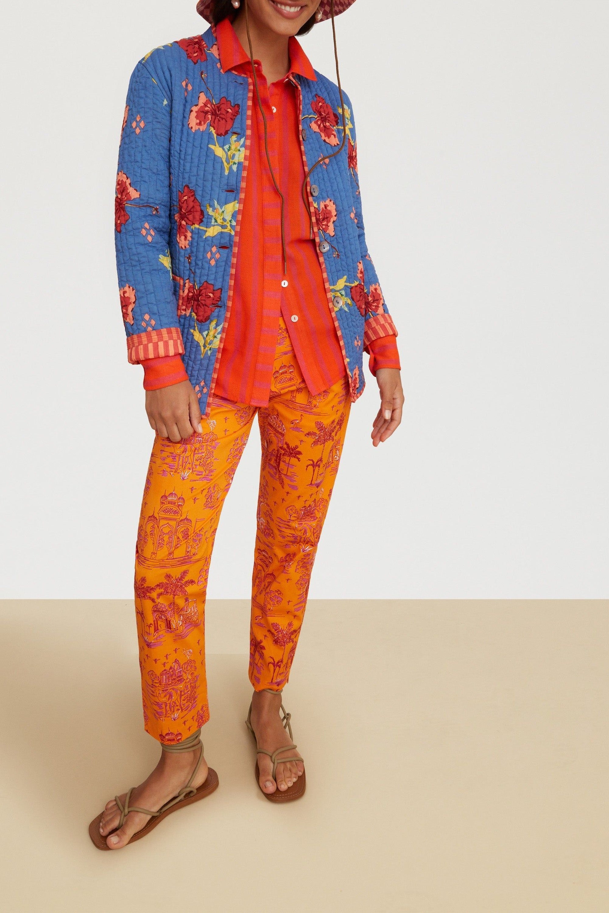 Reversible cotton Jhodpuri jacket - Blue