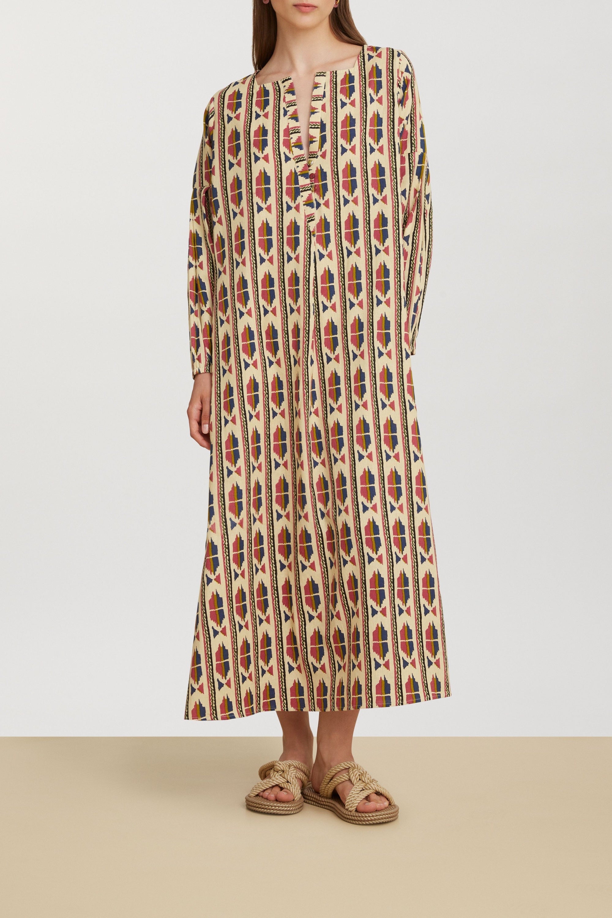 Khubani long cotton dress - Blue