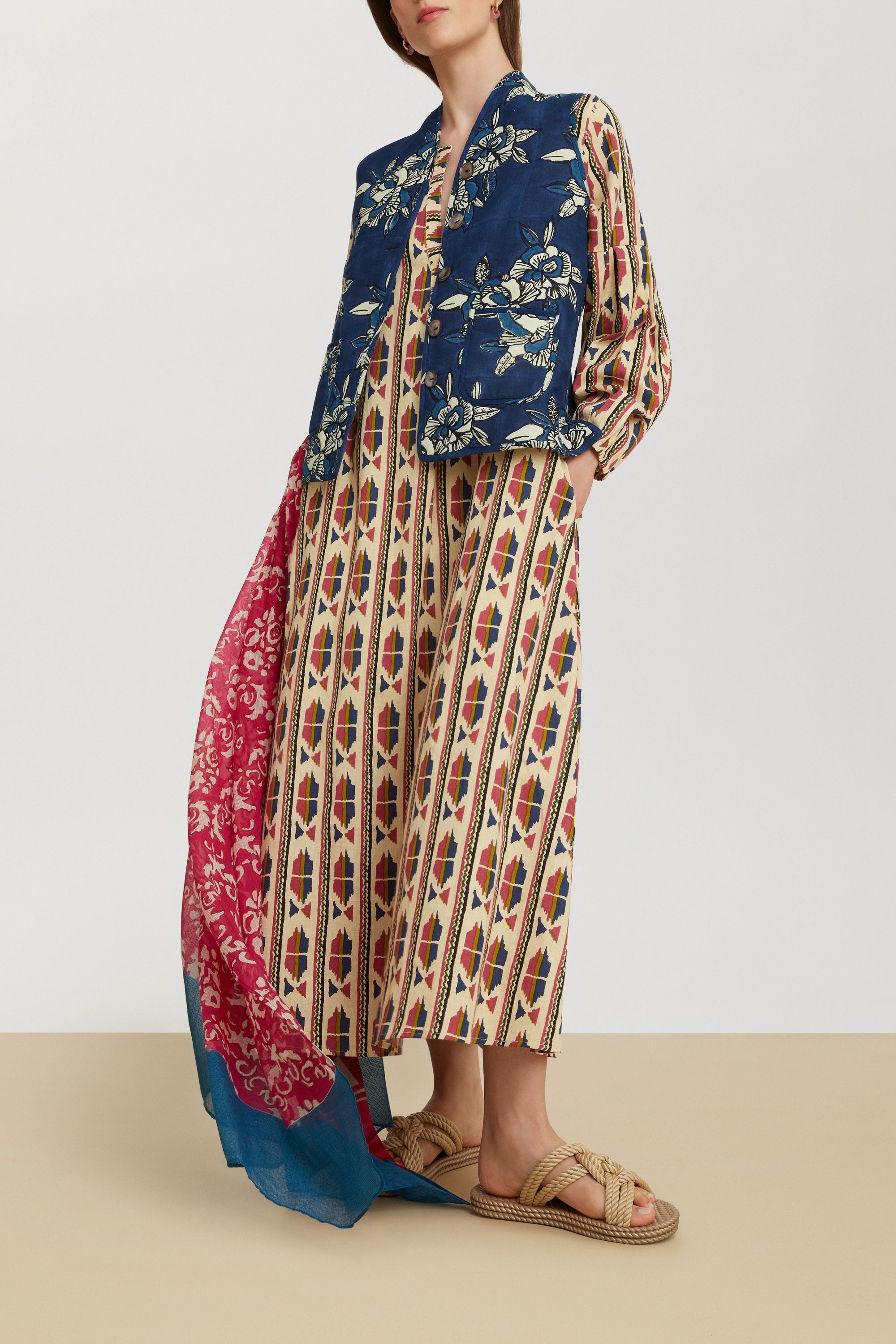 Khubani long cotton dress - Blue