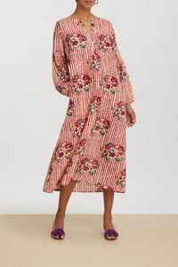 Khubani long cotton dress - Red