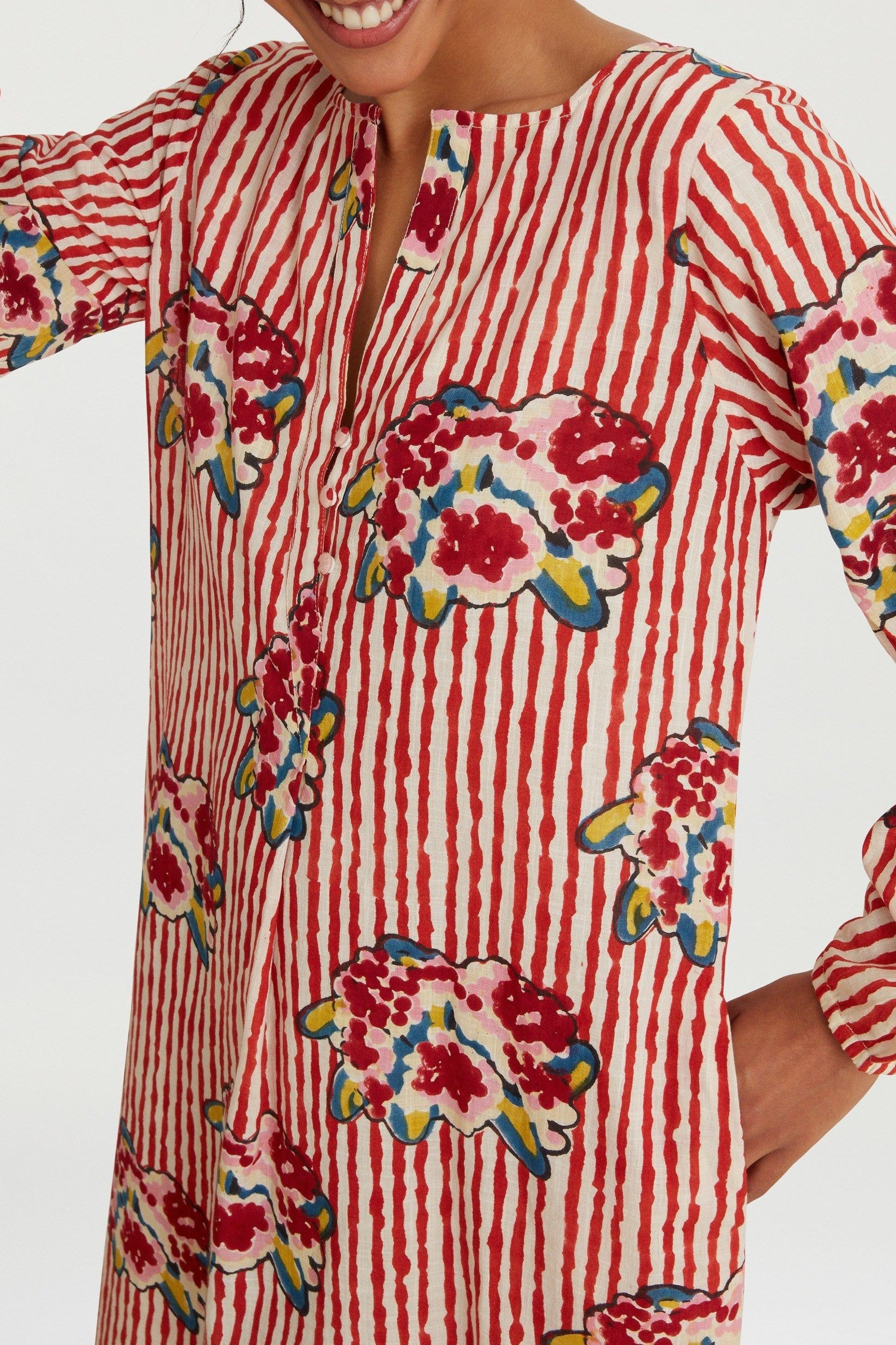 Khubani long cotton dress - Red