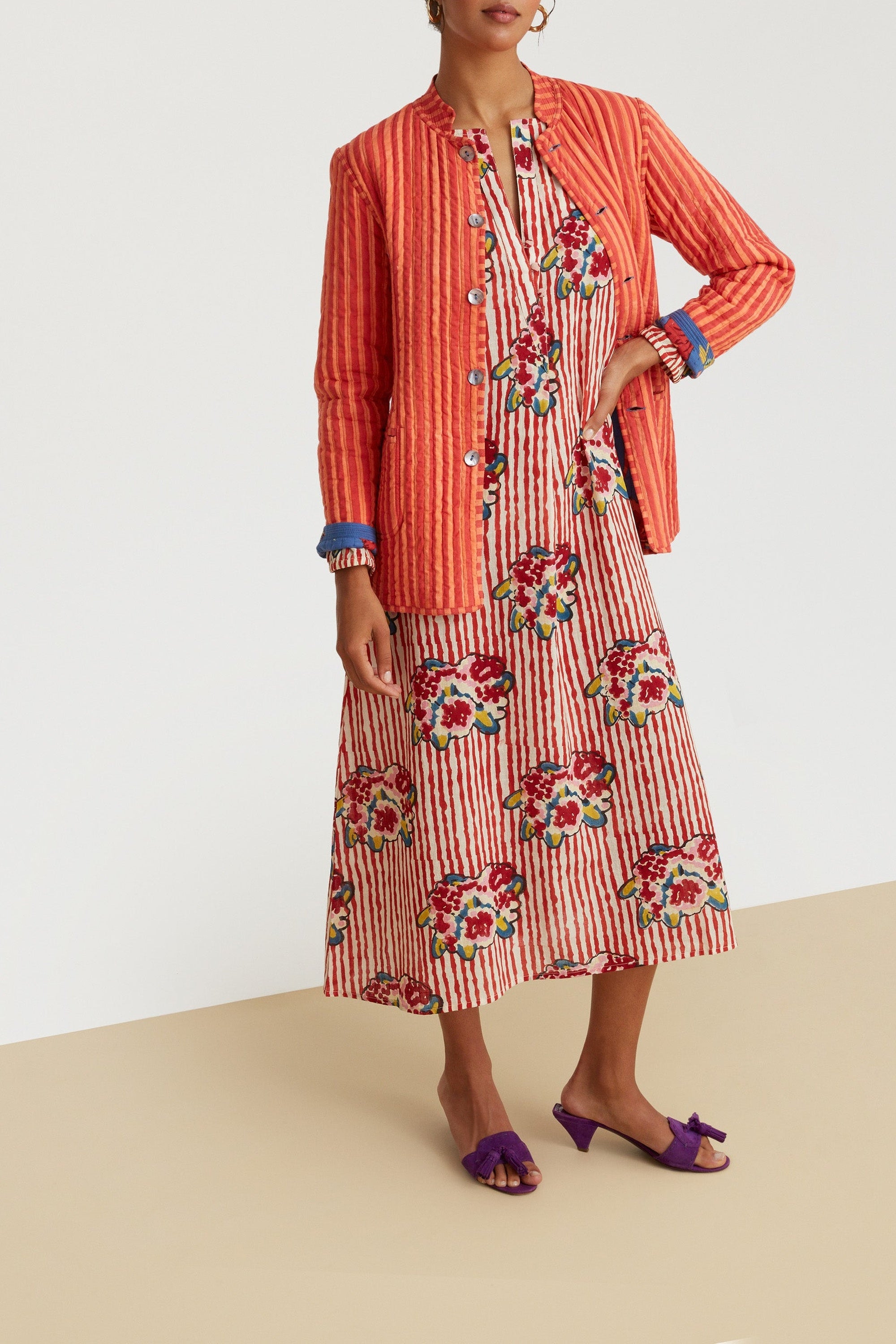 Khubani long cotton dress - Red