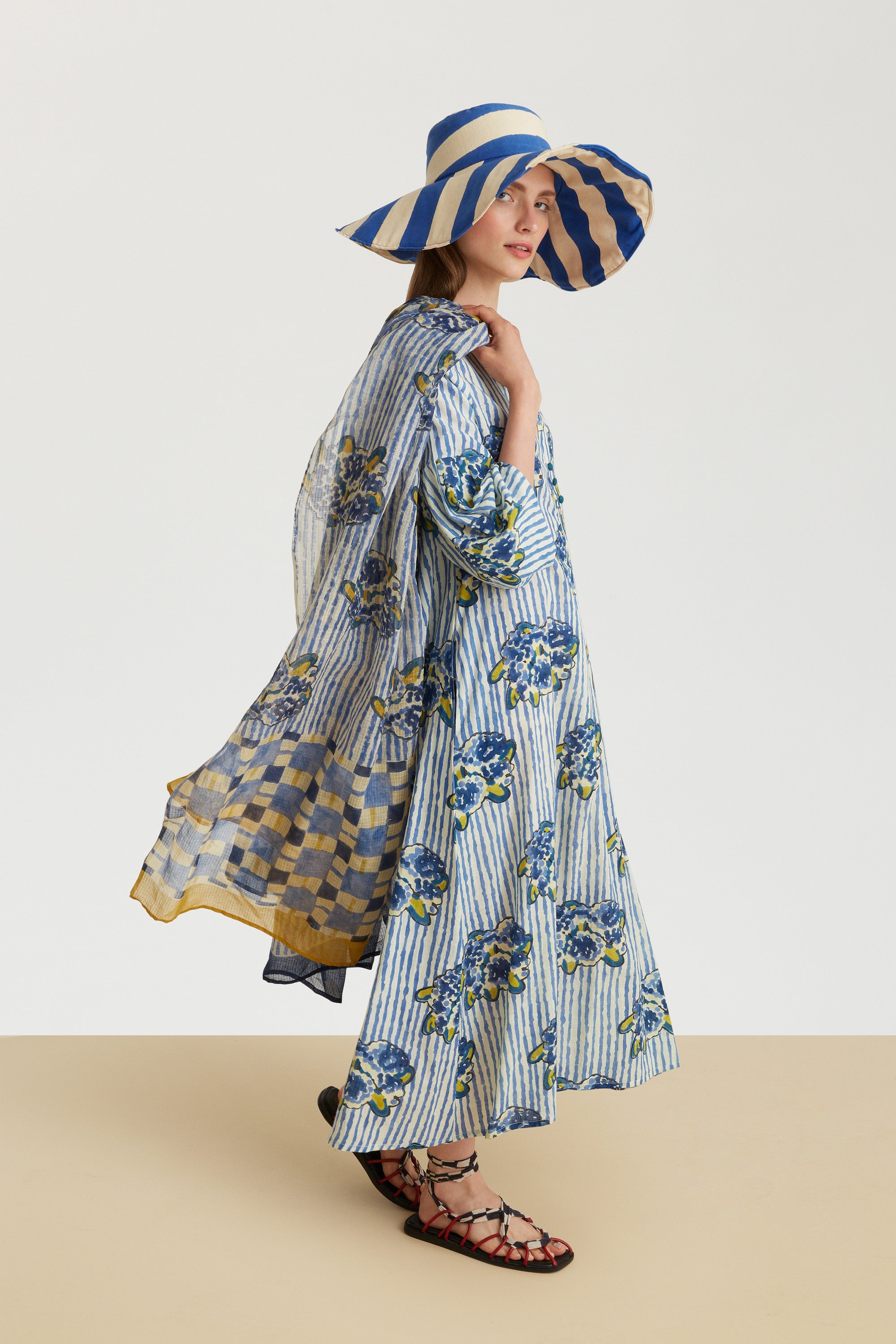 RECO PRIX : 145 // Khubani Dress Ortensietta Stripes Plumbago