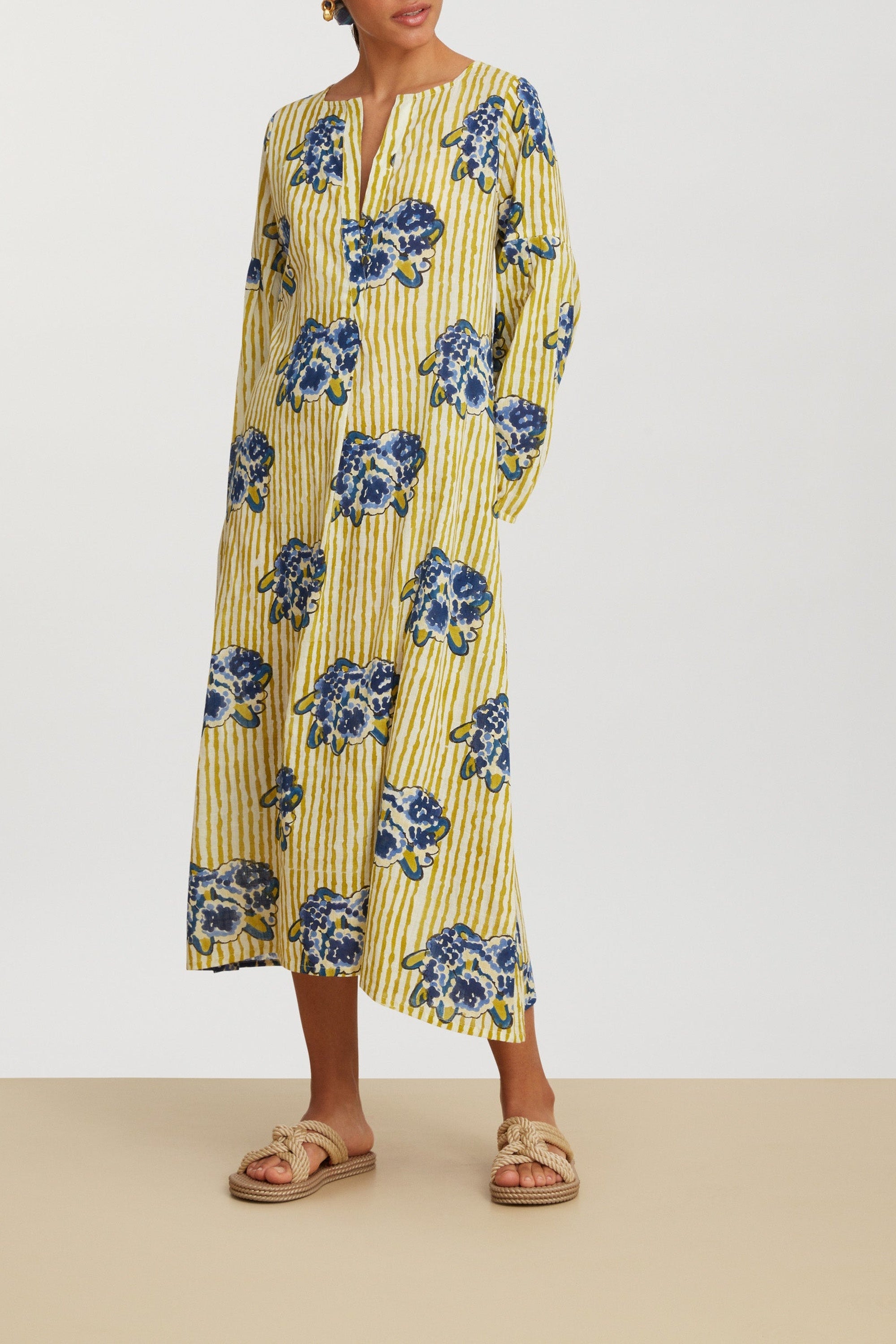 Khubani long cotton dress - Neutral