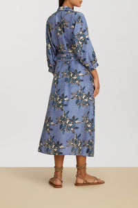 Lotty long silk dress - Blue
