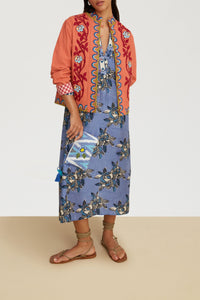 Lotty long silk dress - Blue