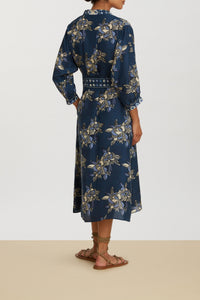 Lotty long silk dress - Blue