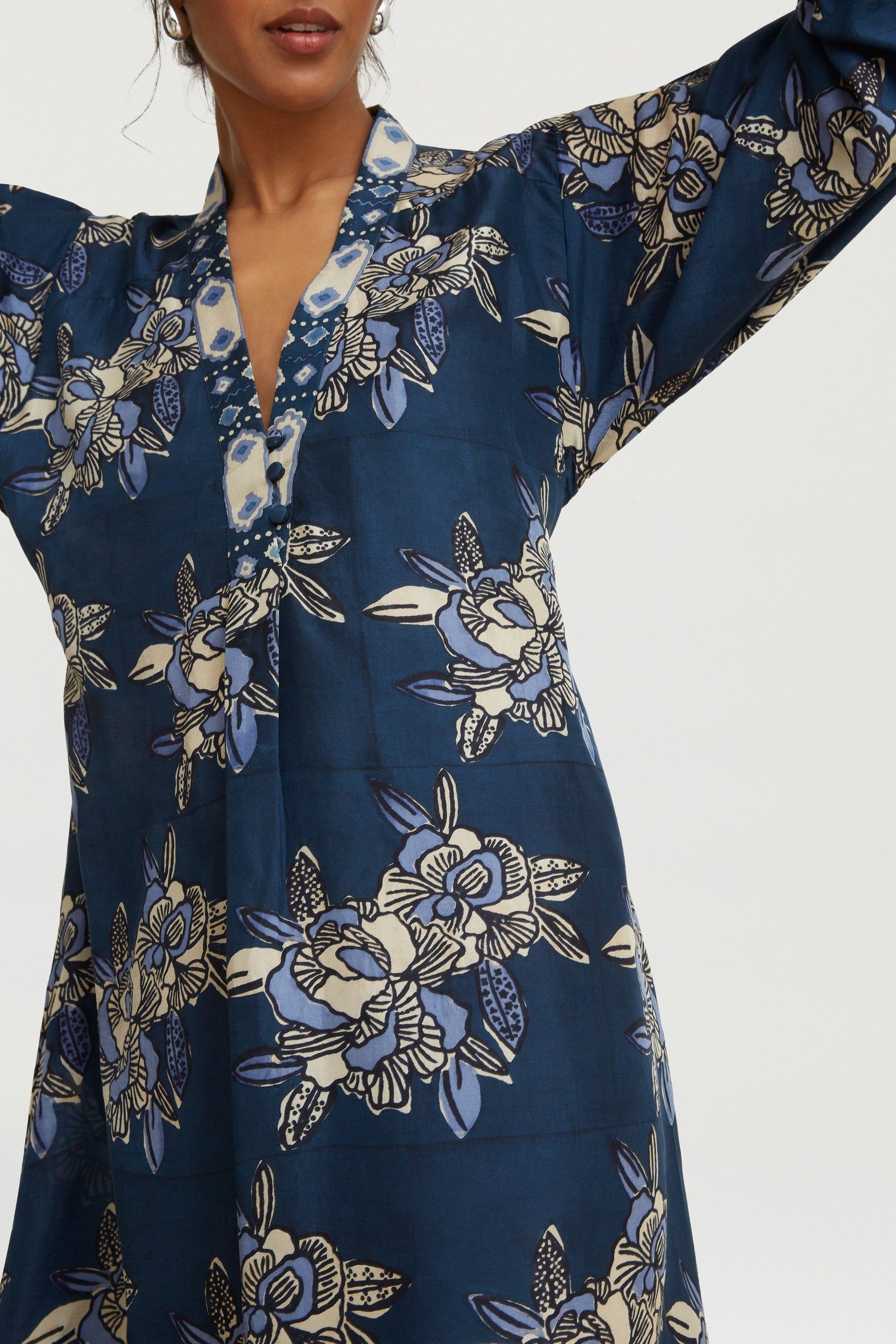 Lotty long silk dress - Blue