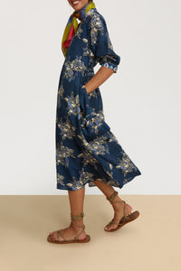 Lotty long silk dress - Blue