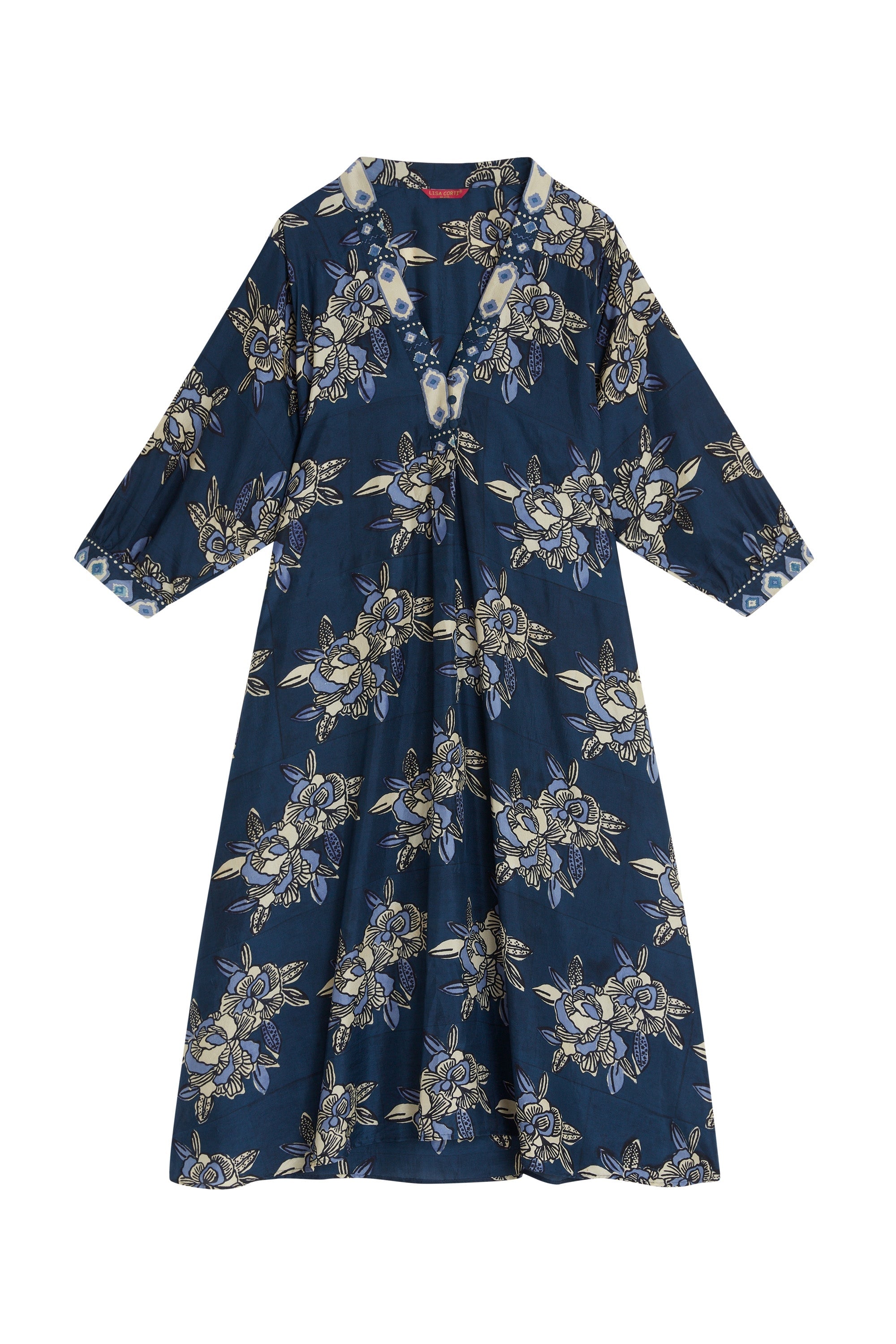Lotty long silk dress - Blue