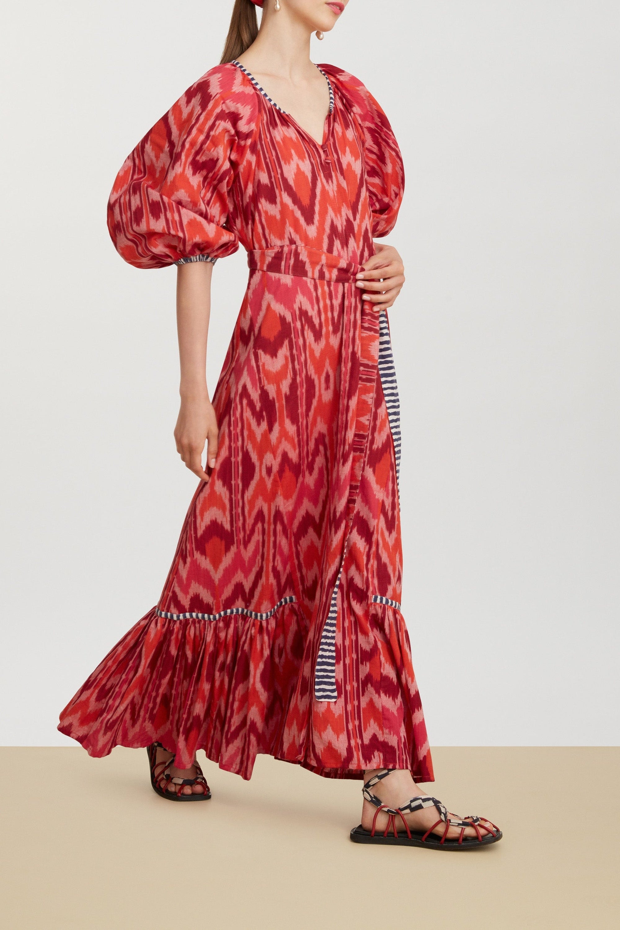 Mandili long cotton dress - Red