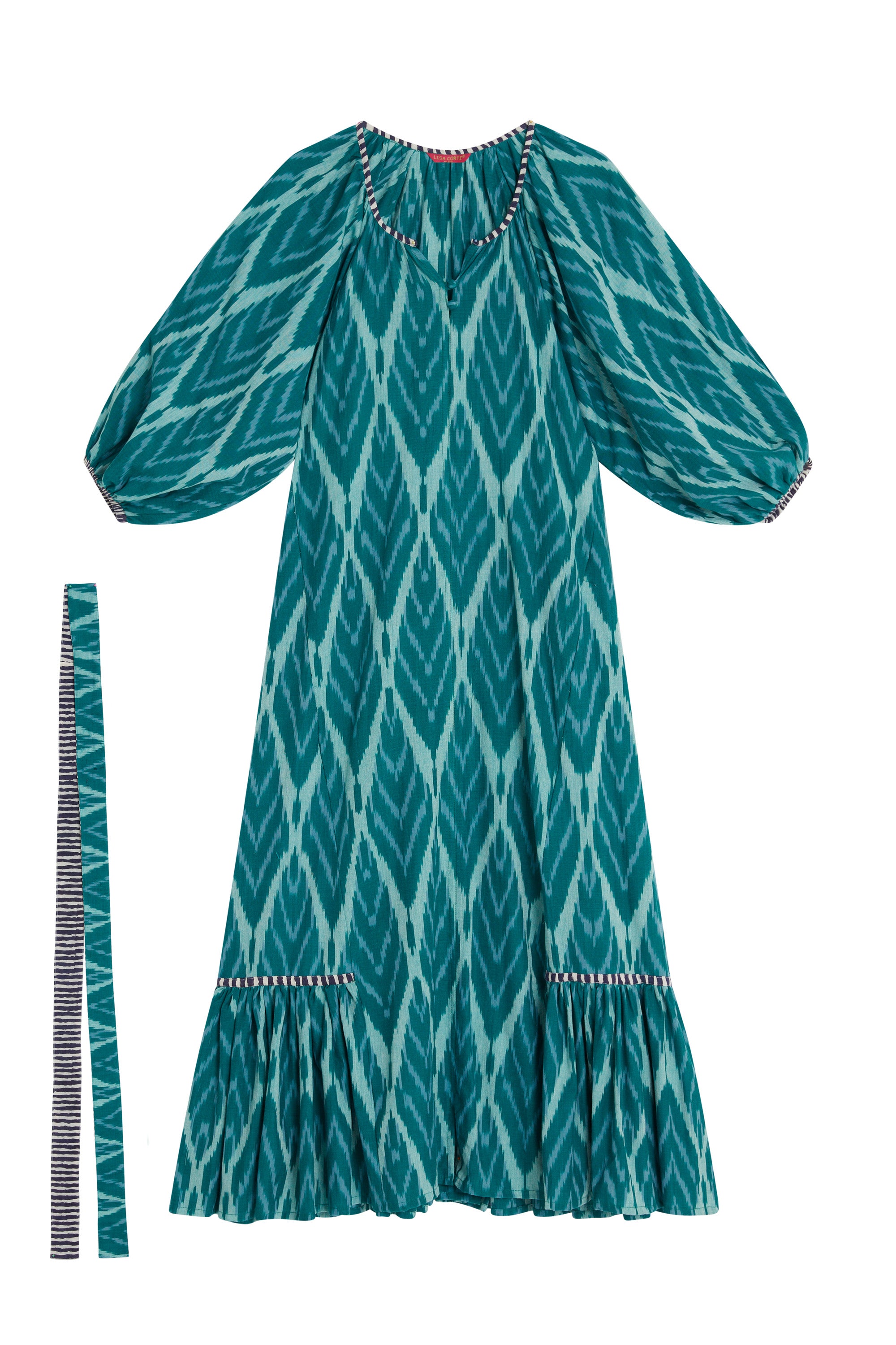 RECO PRIX : 175 // Mandili Dress  Saheli Ikat Ferozi Green