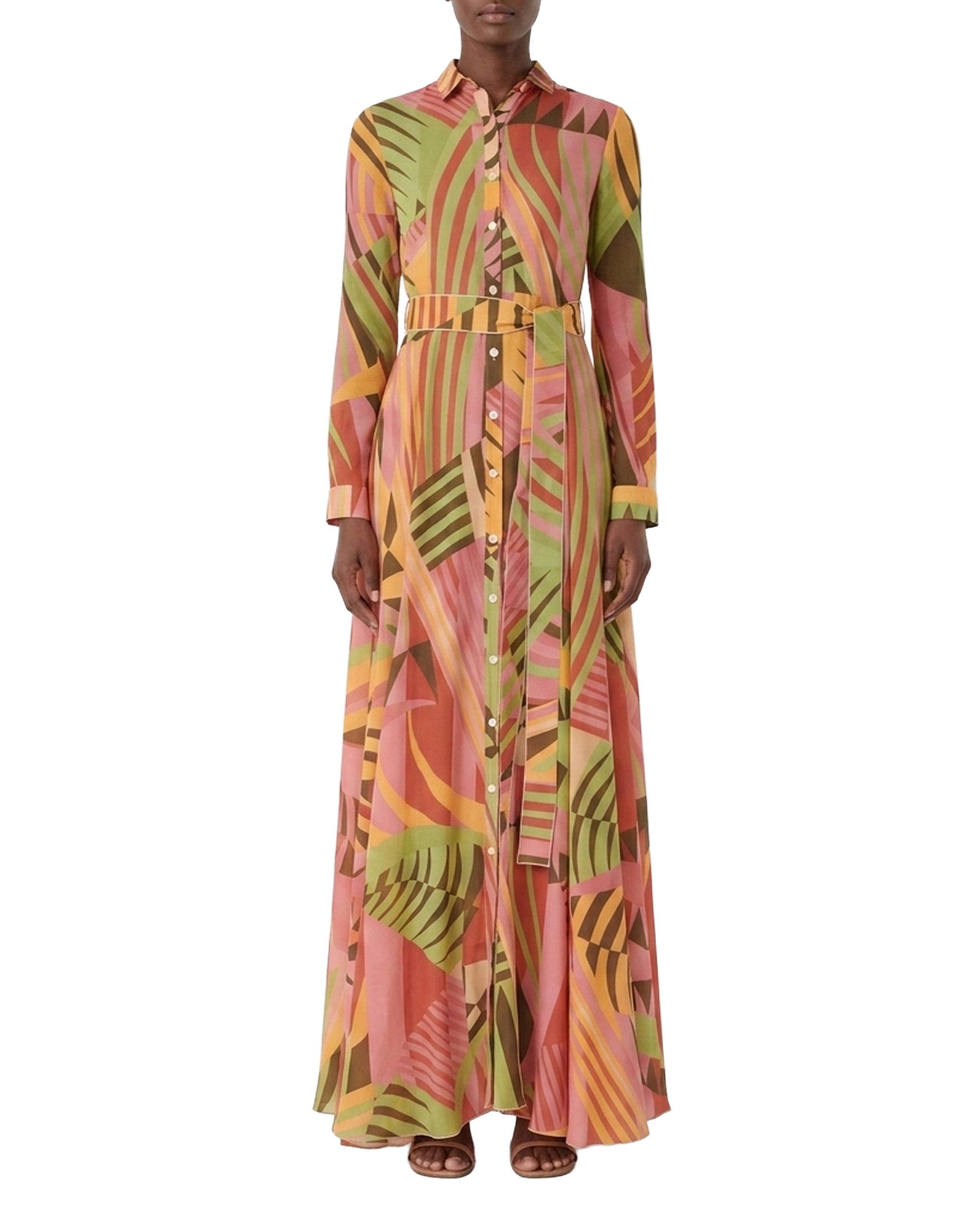 Robe longue Ida en soie - Pink