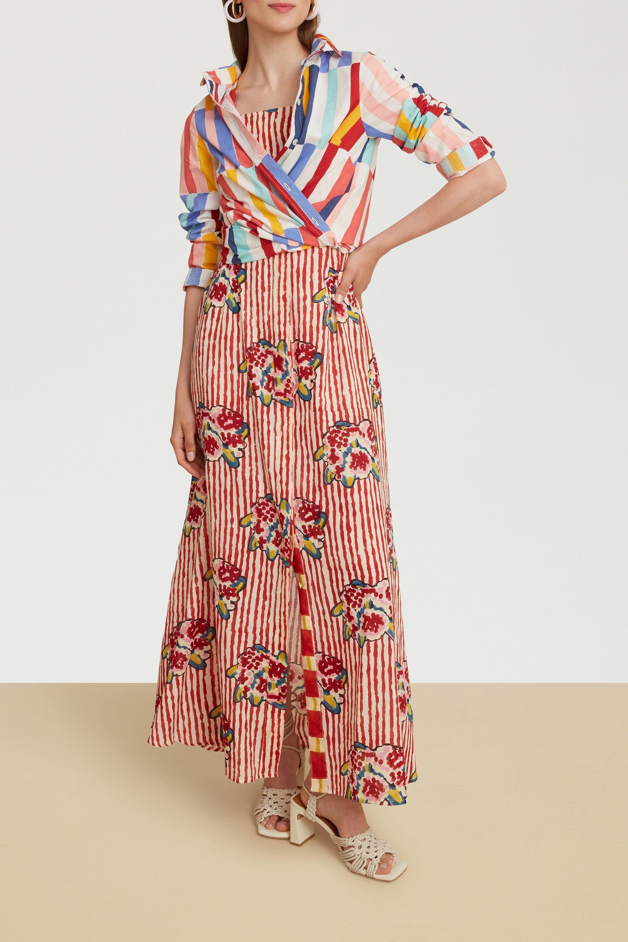 Pic Nic long cotton dress - Red
