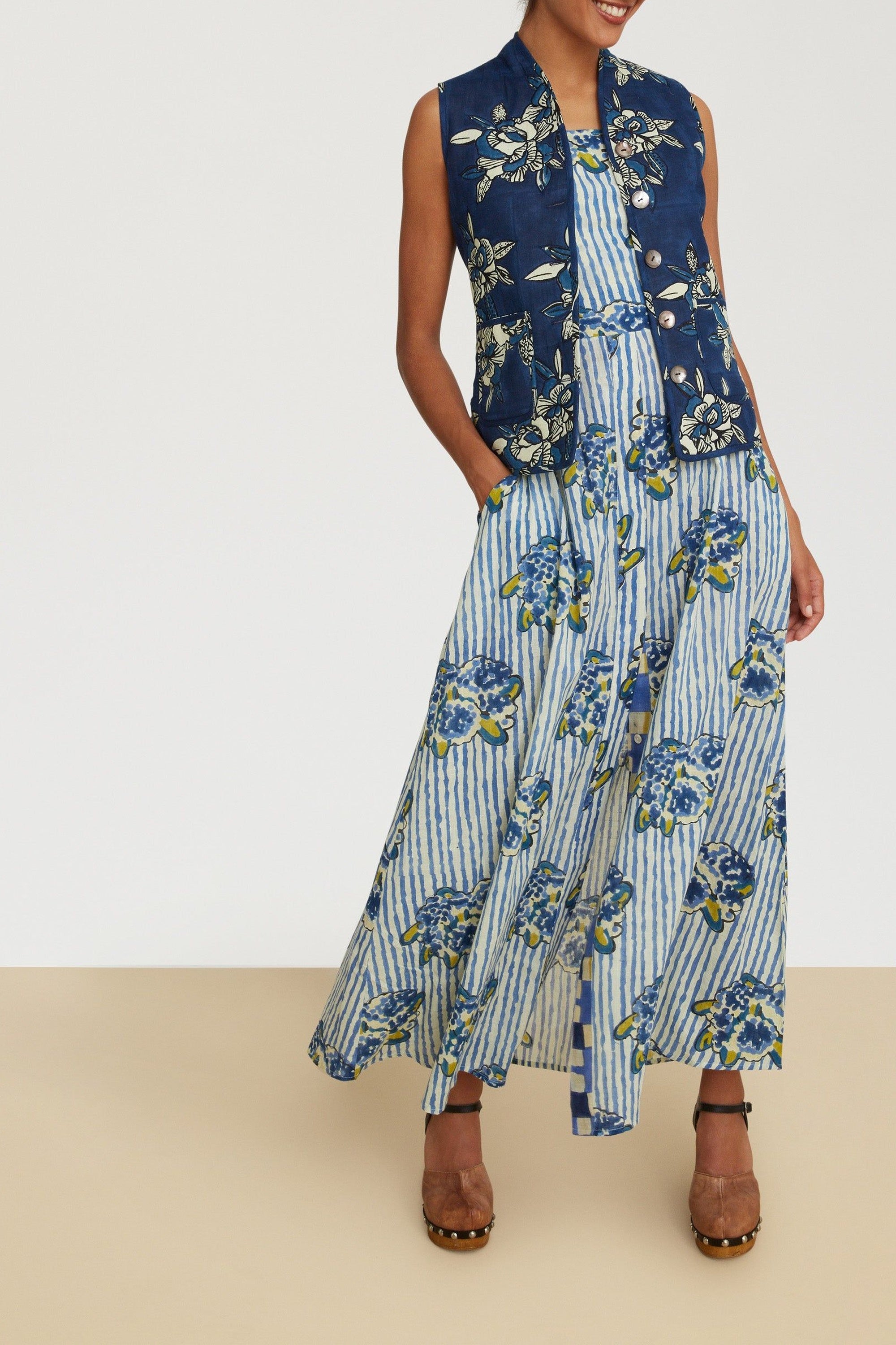 Pic Nic long cotton dress - Neutral